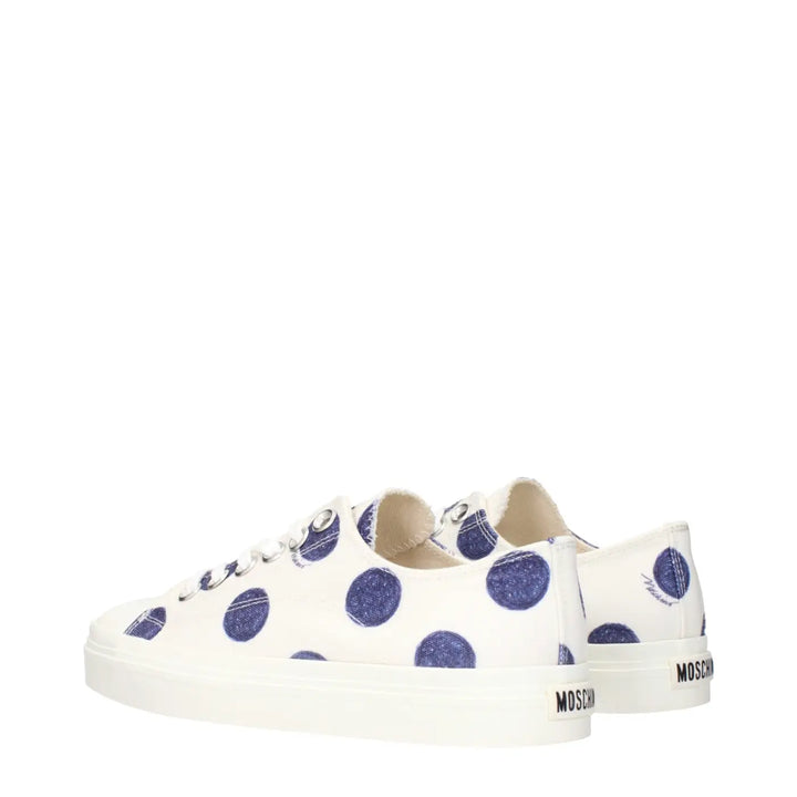 Women’s Moschino White Fabric Low Top Sneakers