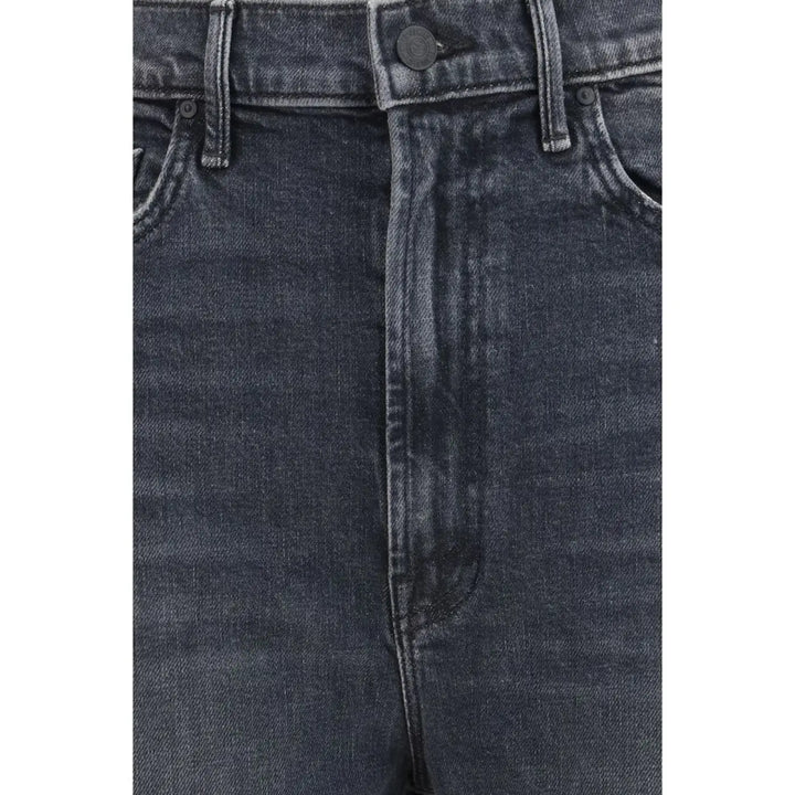 Mother Denim Black Cotton Cropped Jeans