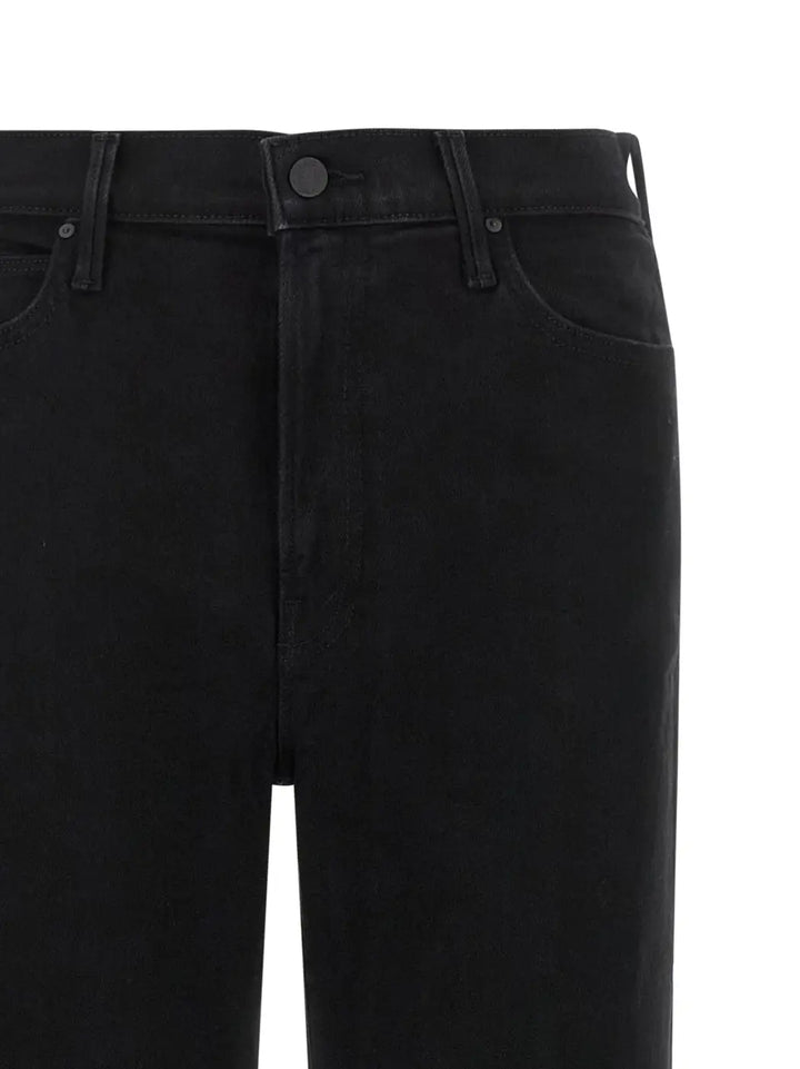 Mother Denim Black Cotton Flared Jeans