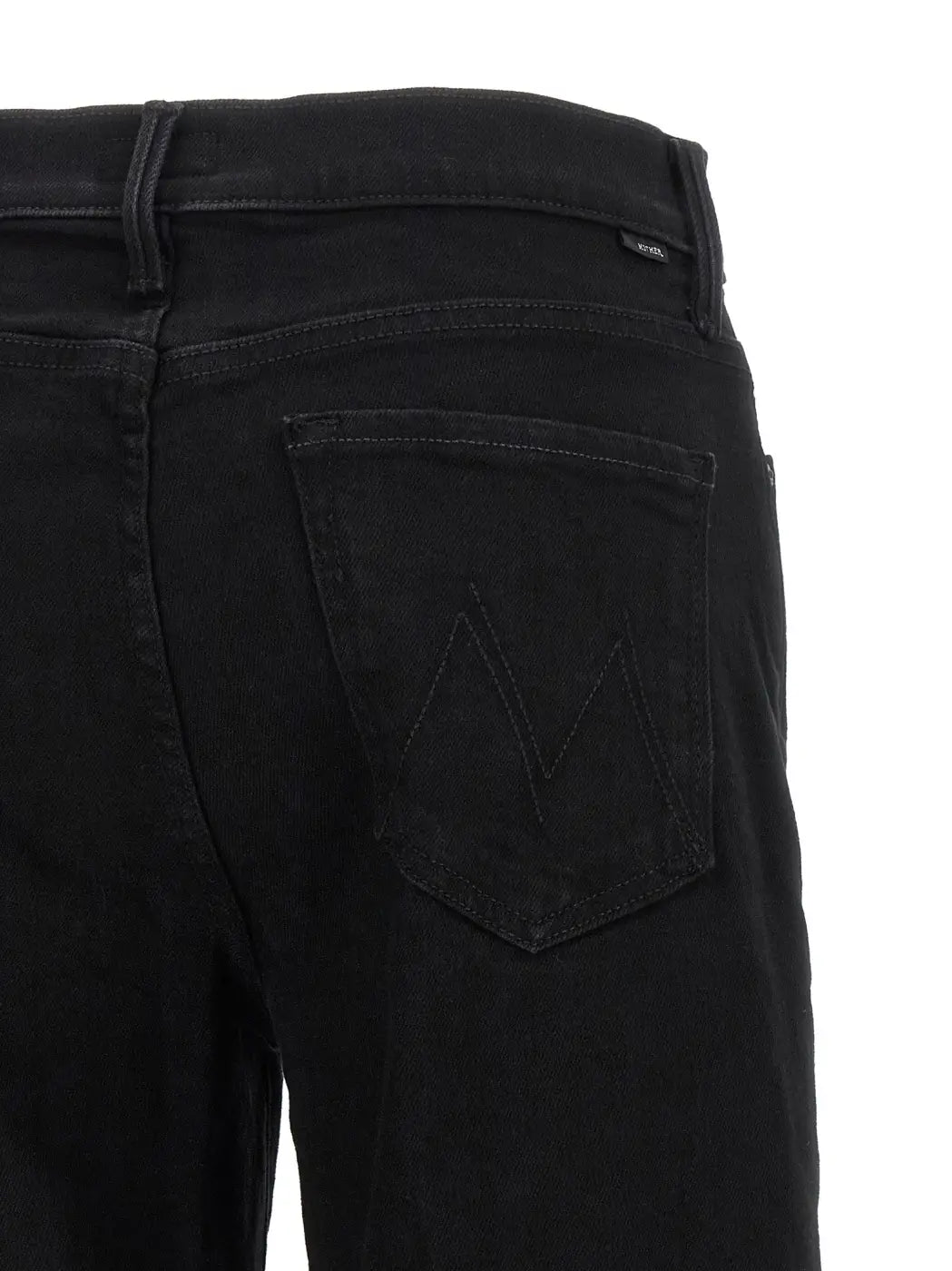 Mother Denim Black Cotton Flared Jeans