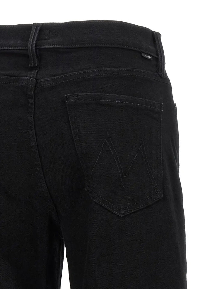 Mother Denim Black Cotton Flared Jeans