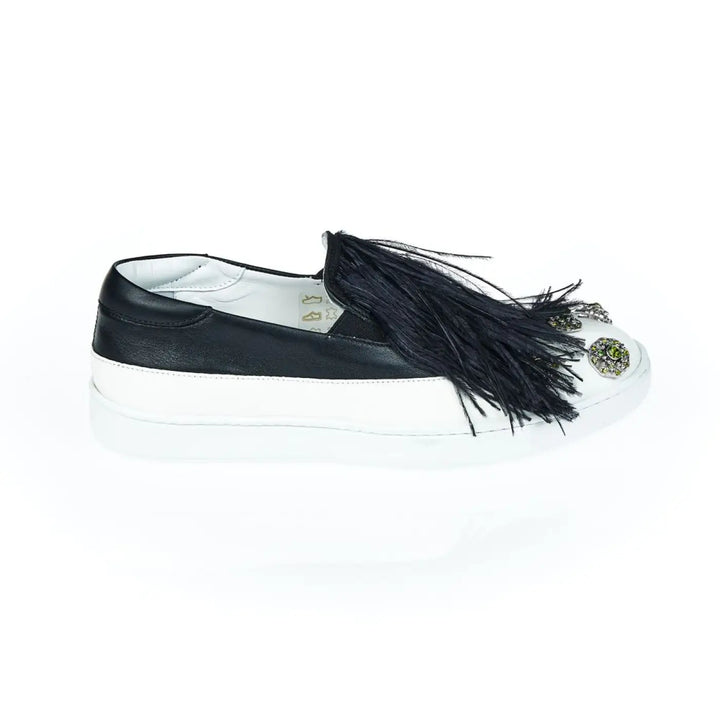 Mr&amp;Mrs Italy Black Leather Women Slip-On Shoe