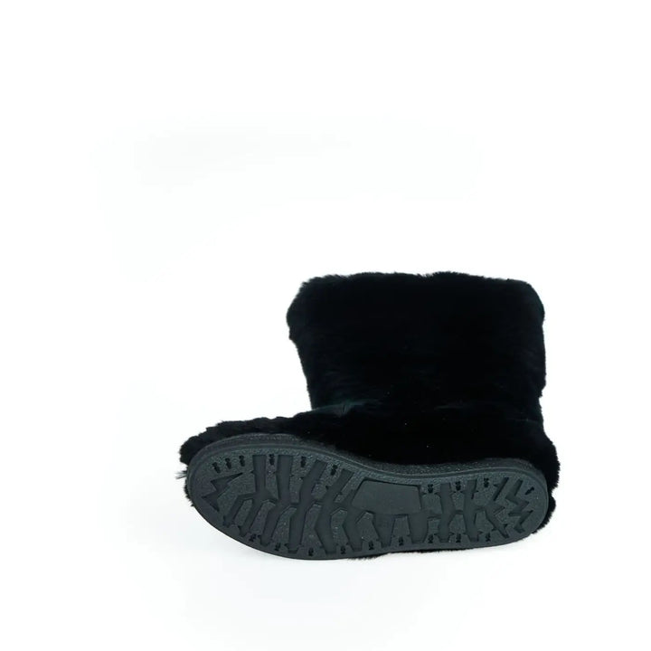 Mr&amp;mrs Italy Black Rabbit Fur Women Shoe