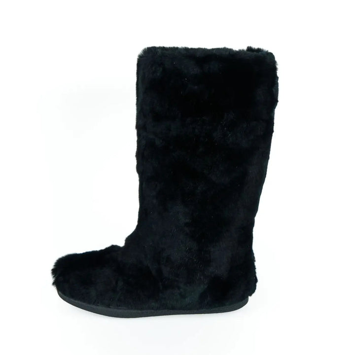 Mr&amp;mrs Italy Black Rabbit Fur Women Shoe