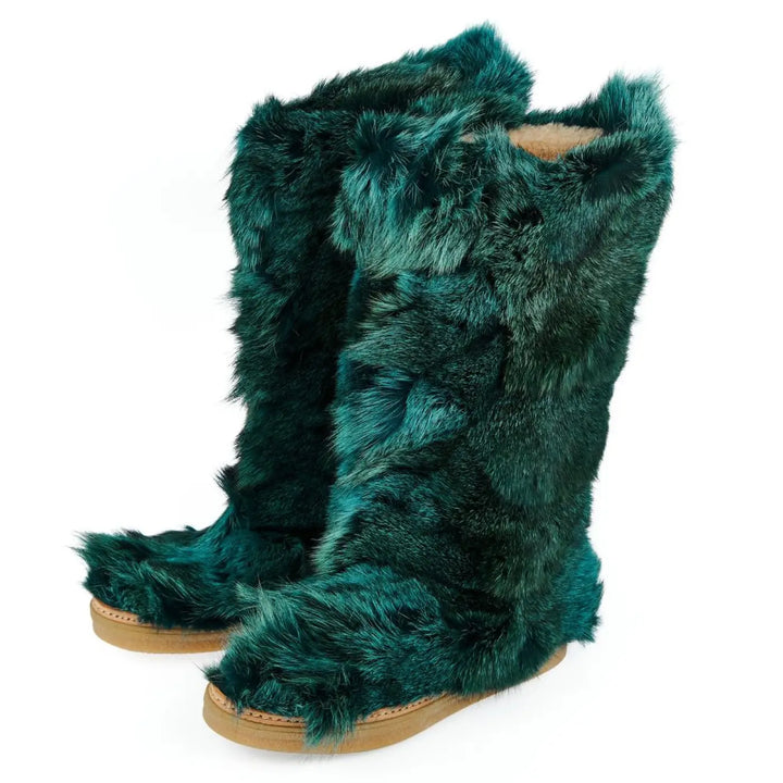 Mr&amp;mrs Italy Teal Fur Women’s Shoe