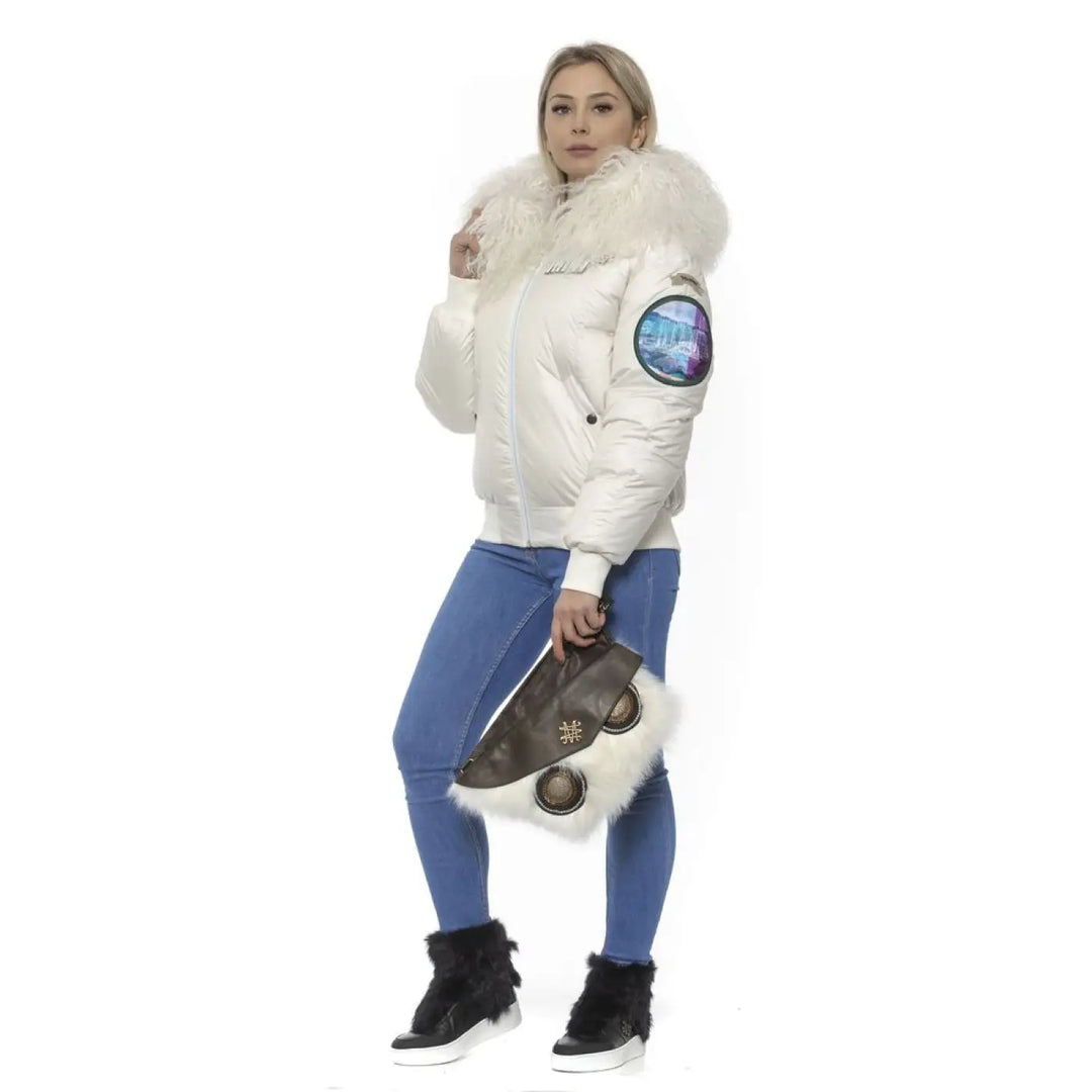 Mr&amp;Mrs Italy White Polyester Women Bomber Jacket