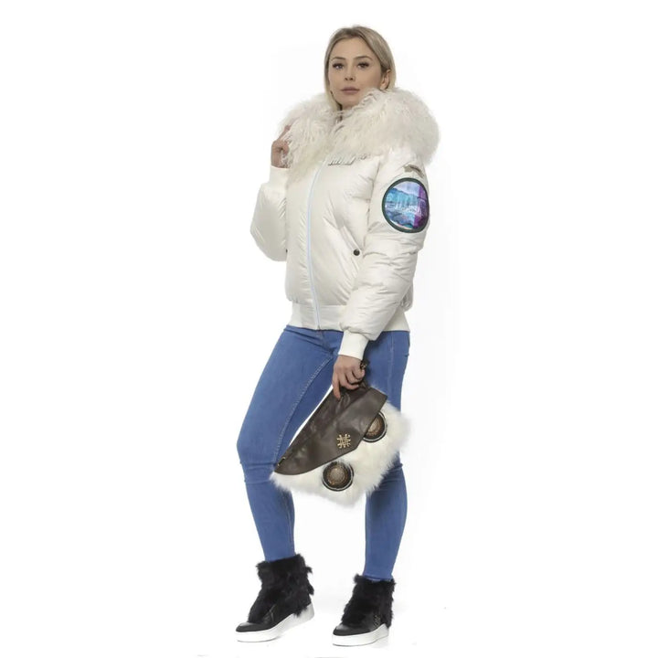 Mr&amp;Mrs Italy White Polyester Women Bomber Jacket