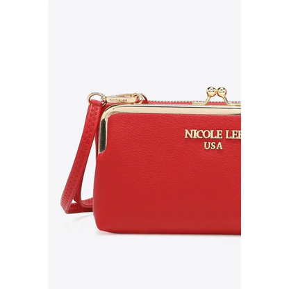 Nicole Lee Pebbled Vegan Leather Handbag Set with Kiss Lock Pouch Bags Shoulder bags Trendsi