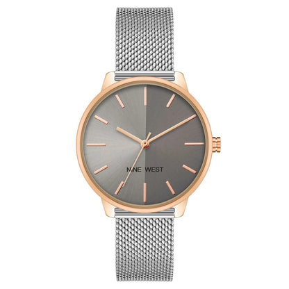Nine West Gray Stainless Steel Bracelet Watch