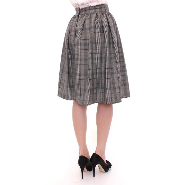 NOEMI ALEMÁN Gray Checkered Wool Shorts Skirt