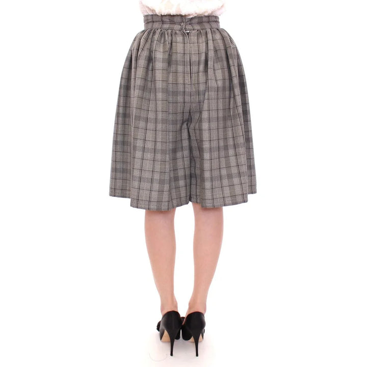 NOEMI ALEMÁN Gray Checkered Wool Shorts Skirt