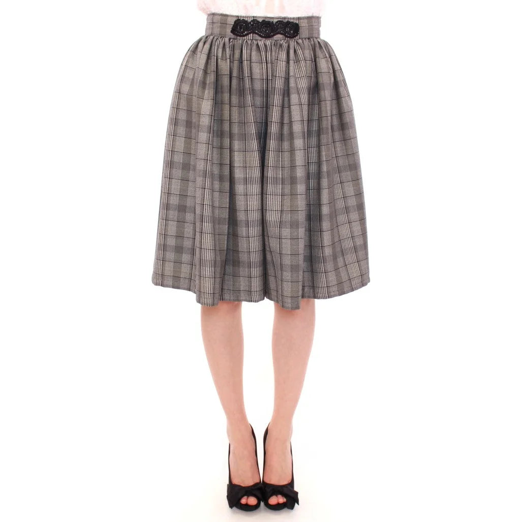 NOEMI ALEMÁN Gray Checkered Wool Shorts Skirt