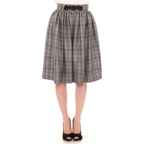NOEMI ALEMÁN Gray Checkered Wool Shorts Skirt