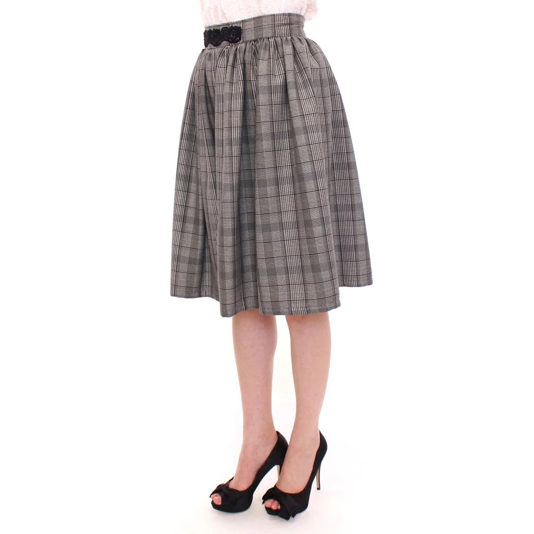 NOEMI ALEMÁN Gray Checkered Wool Shorts Skirt