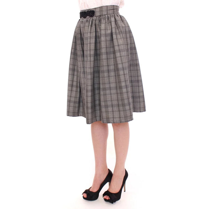 NOEMI ALEMÁN Gray Checkered Wool Shorts Skirt