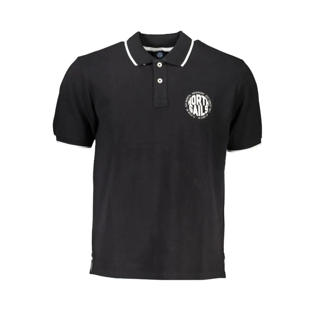 North Sails Black Cotton Men Polo Shirt