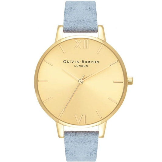 Olivia Burton Blue Artificial Leather Watch with Golden Stainless Steel