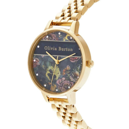 Olivia Burton Gold Stainless Steel Watch with Blue Dial