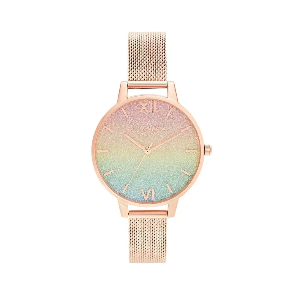Olivia Burton Multicolor Stainless Steel Pink Mesh Watch 34MM