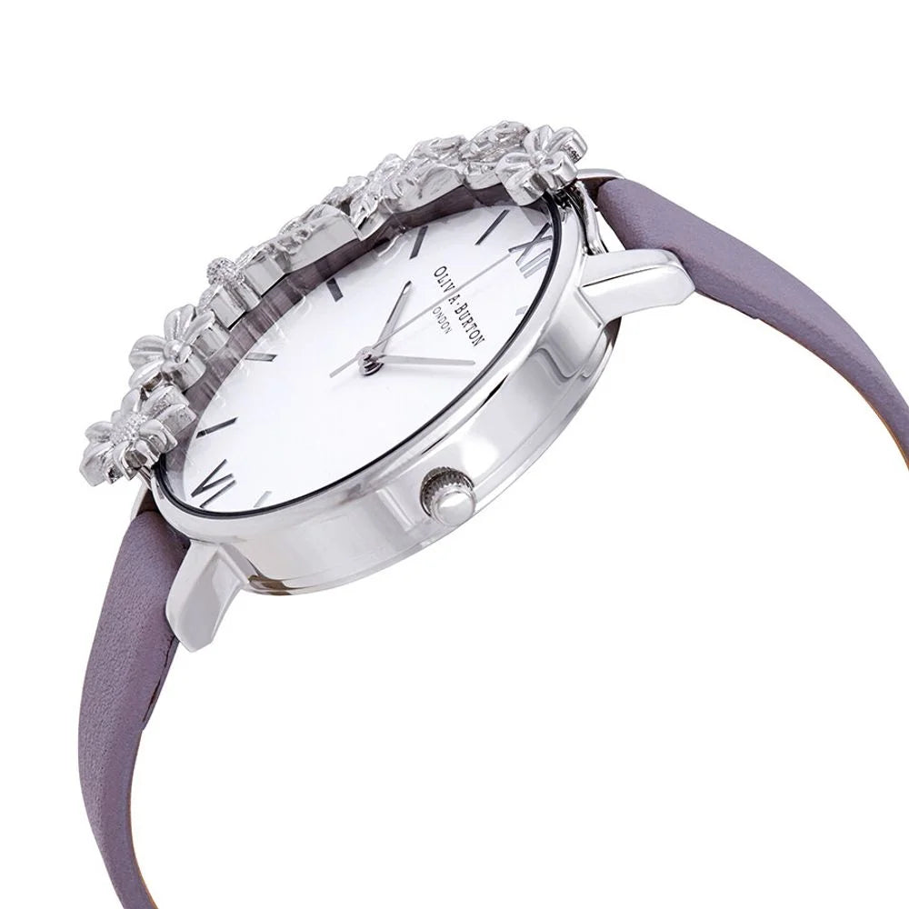 Olivia Burton Purple Artificial Leather Watch with Silver Stainless Steel