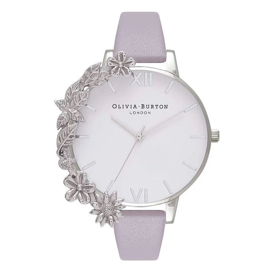 Olivia Burton Purple Artificial Leather Watch with Silver Stainless Steel
