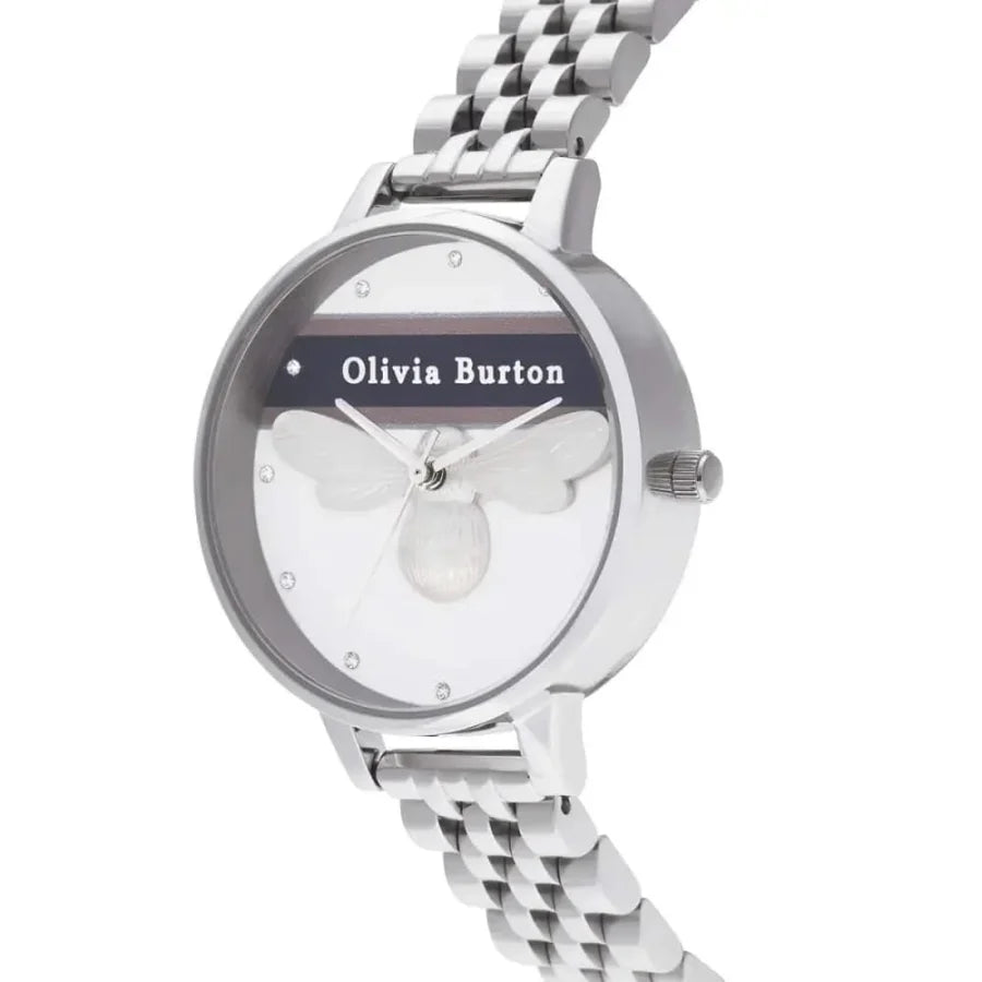 Olivia Burton Silver Stainless Steel Dress Watch
