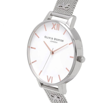 Olivia Burton Silver Stainless Steel Quartz Watch 38mm White Dial