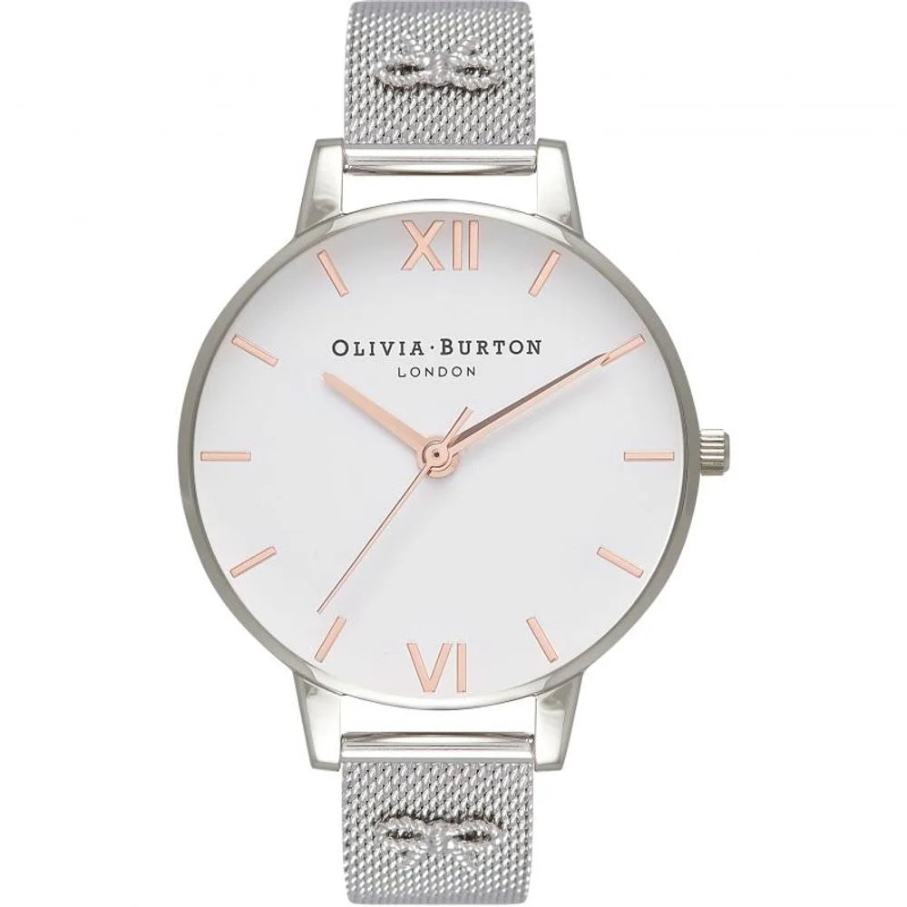 Olivia Burton Silver Stainless Steel Quartz Watch 38mm White Dial