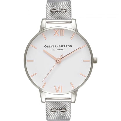 Olivia Burton Silver Stainless Steel Quartz Watch 38mm White Dial