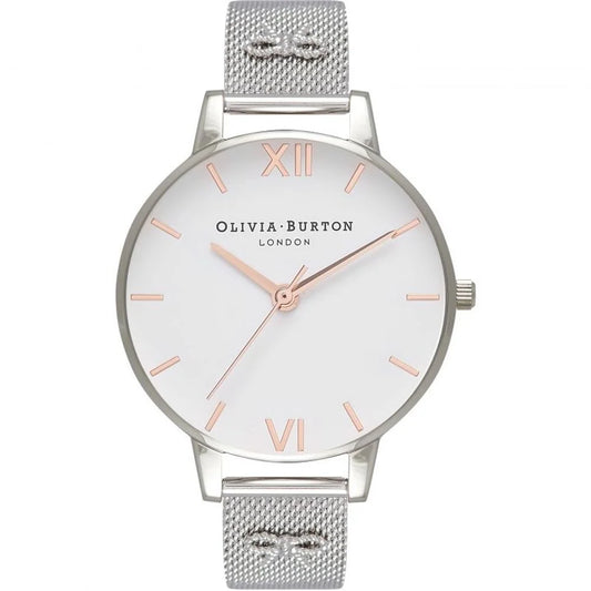 Olivia Burton Silver Stainless Steel Quartz Watch 38mm White Dial