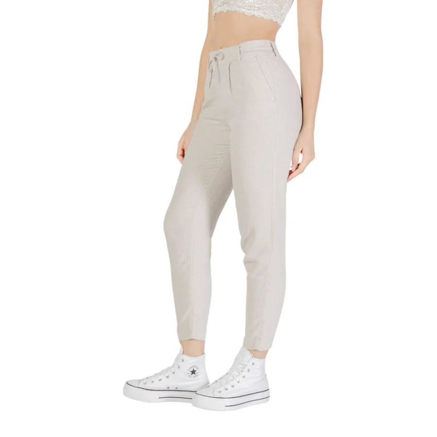 Only Beige Linen Casual Pants