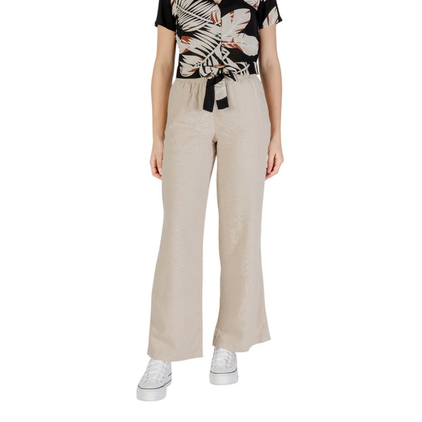 Only Beige Linen Casual Pants