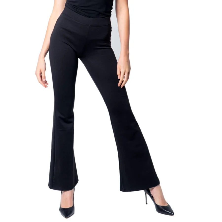 Only Black Polyester Flared Pants