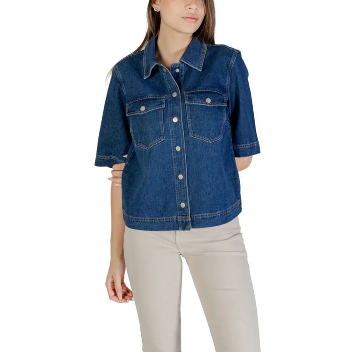 Only Blue Cotton Shortsleeve Shirt