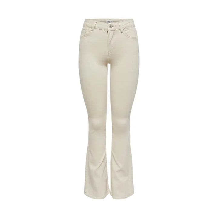 Only Cream Cotton Bootcut Jeans