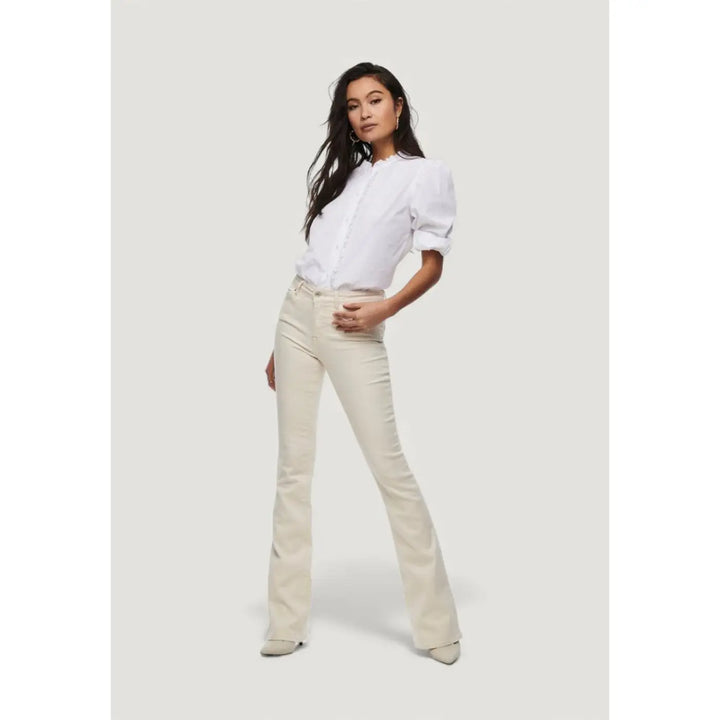 Only Cream Cotton Bootcut Jeans