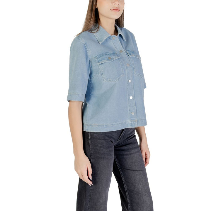 Only Shirts - Light Blue Cotton Shortsleeve Shirt