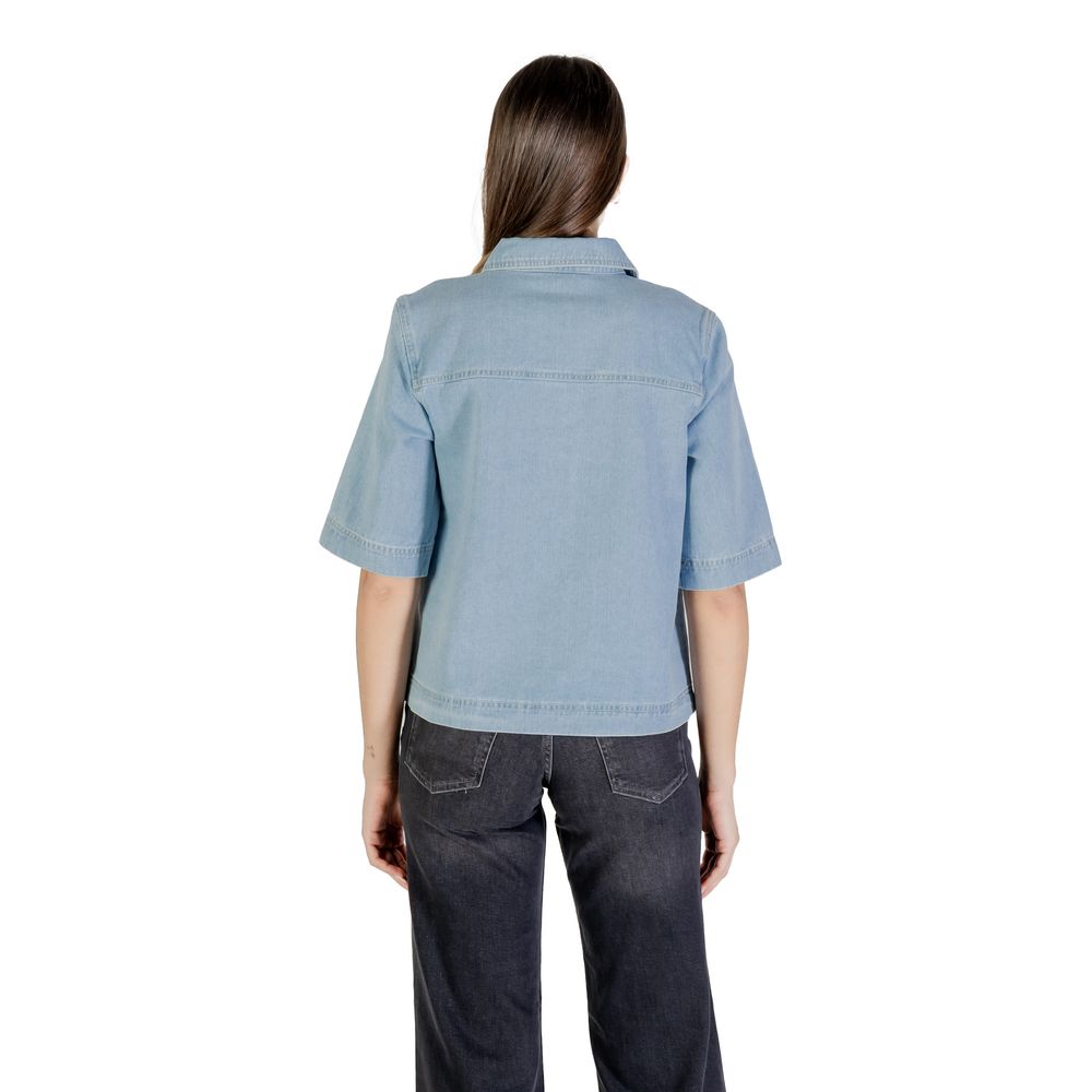Only Shirts - Light Blue Cotton Shortsleeve Shirt