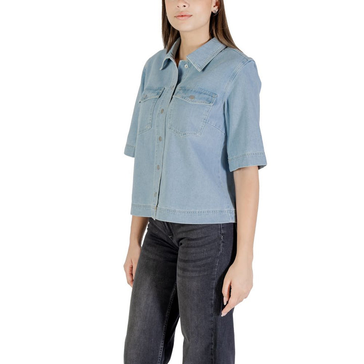 Only Shirts - Light Blue Cotton Shortsleeve Shirt