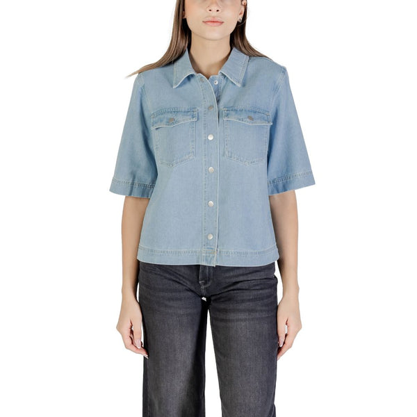 Only Shirts - Light Blue Cotton Shortsleeve Shirt