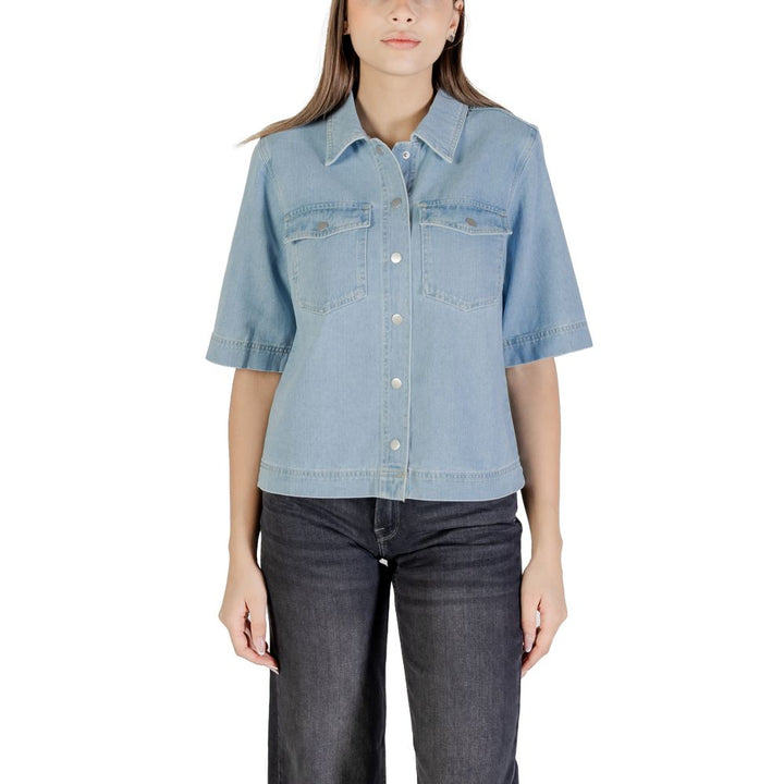 Only Shirts - Light Blue Cotton Shortsleeve Shirt