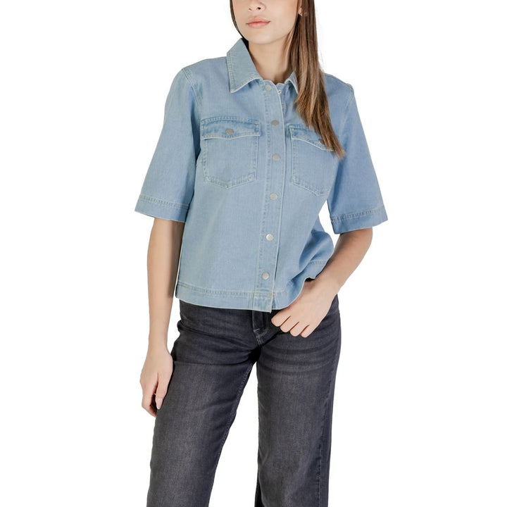 Only Shirts - Light Blue Cotton Shortsleeve Shirt