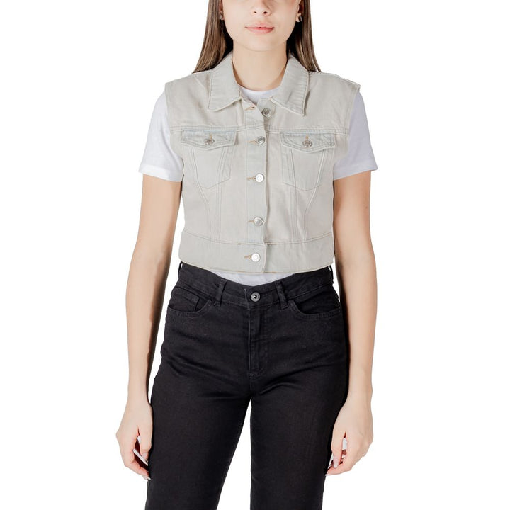 Only Coats &amp; Jackets - Light Blue Cotton Sleeveless Jacket