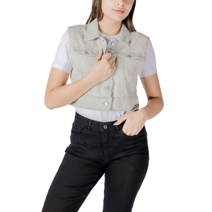 Only Coats &amp; Jackets - Light Blue Cotton Sleeveless Jacket