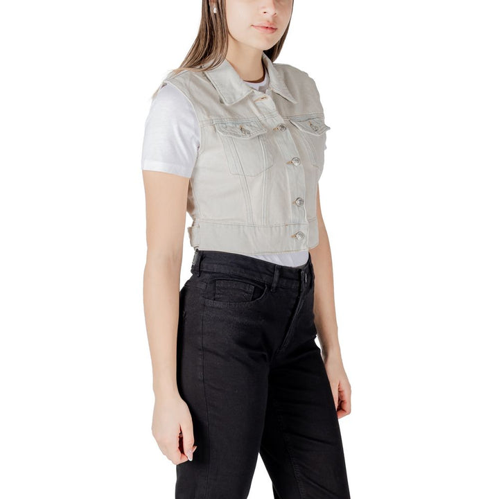 Only Coats &amp; Jackets - Light Blue Cotton Sleeveless Jacket