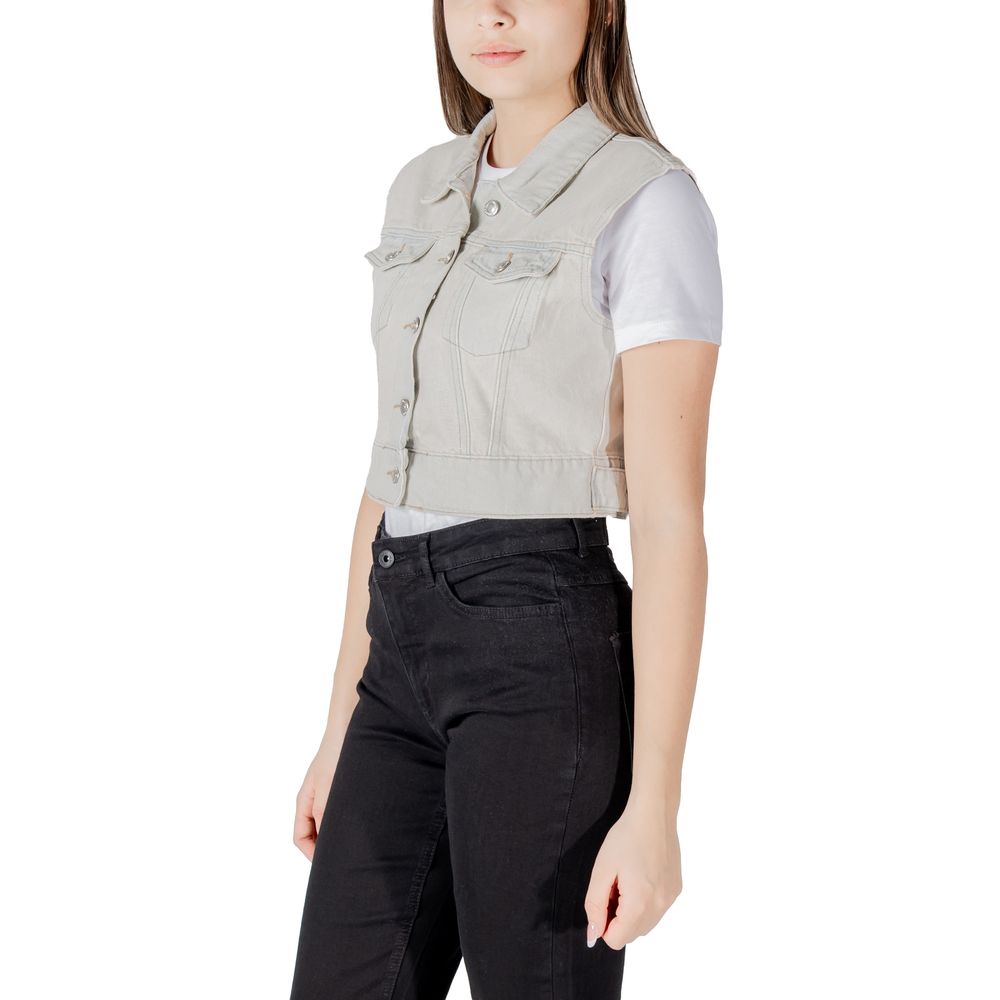 Only Coats &amp; Jackets - Light Blue Cotton Sleeveless Jacket