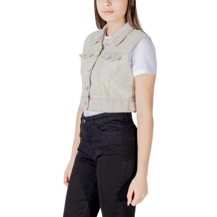 Only Coats &amp; Jackets - Light Blue Cotton Sleeveless Jacket