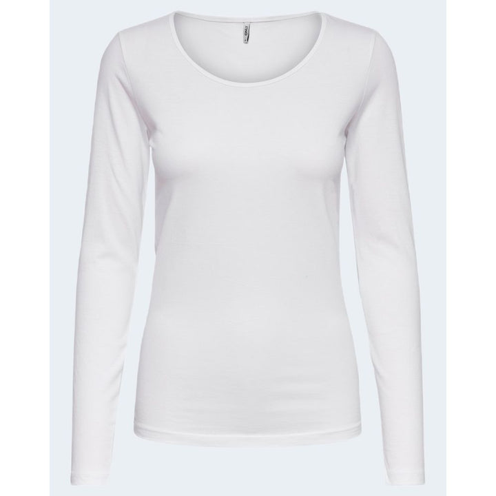 Only - White Cotton Long Sleeve T-Shirt