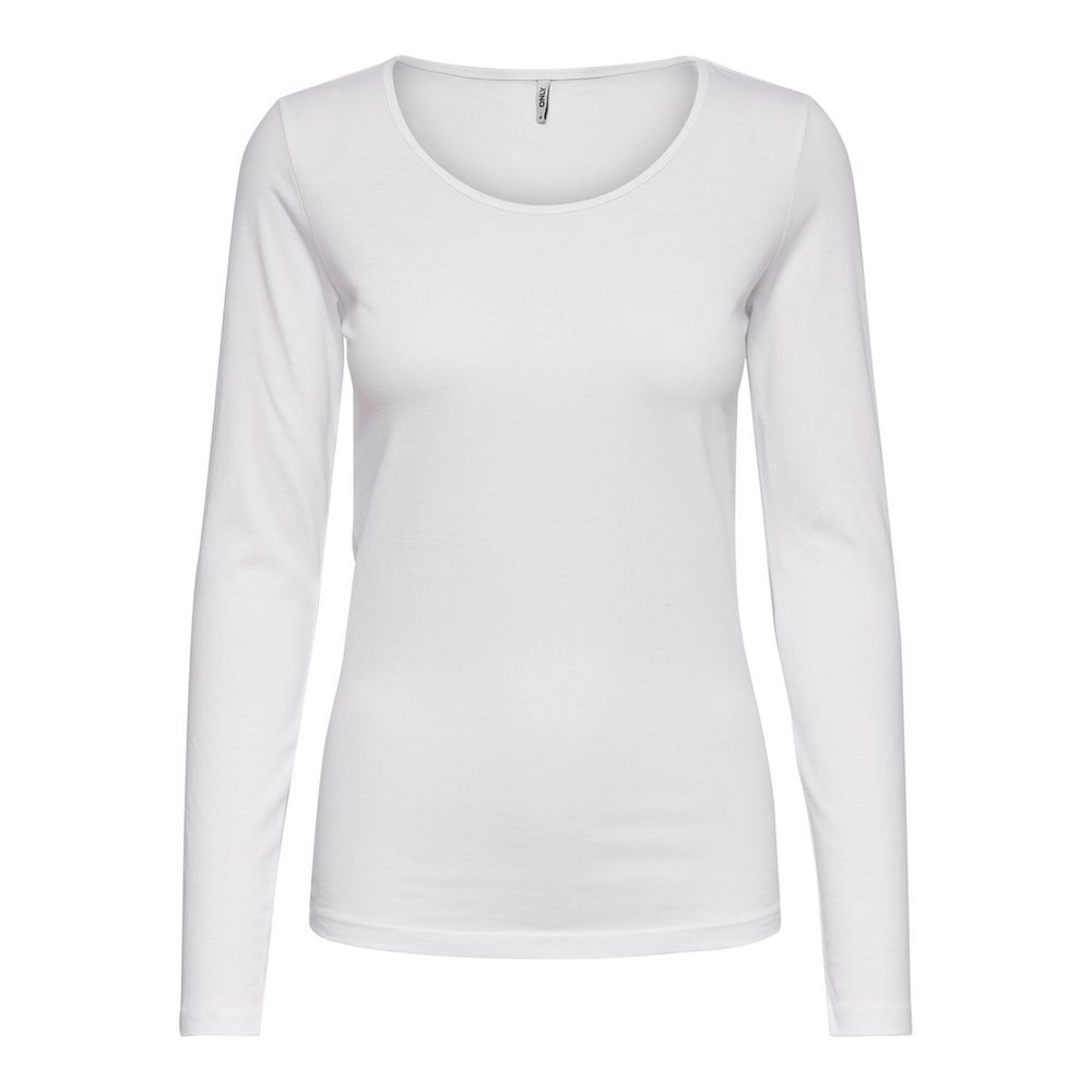 Only - White Cotton Long Sleeve T-Shirt