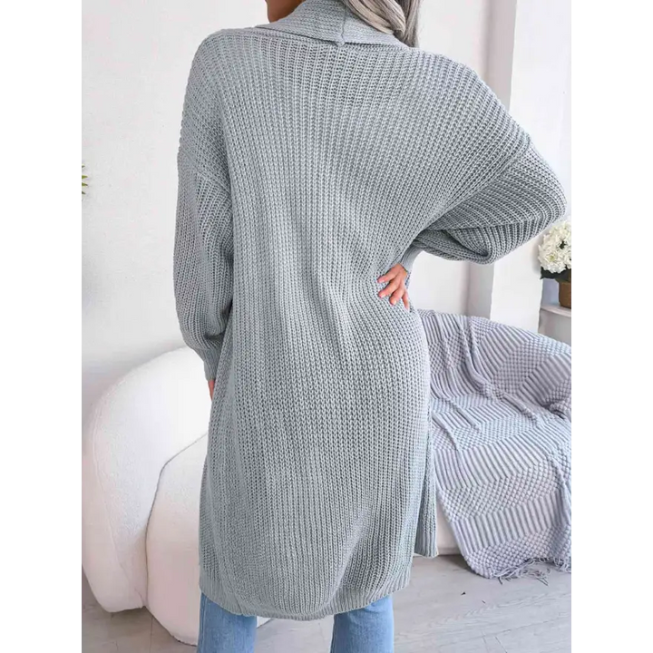 Effortless Elegance Dropped Shoulder Longline Cardigan Clothing Tops Trendsi
